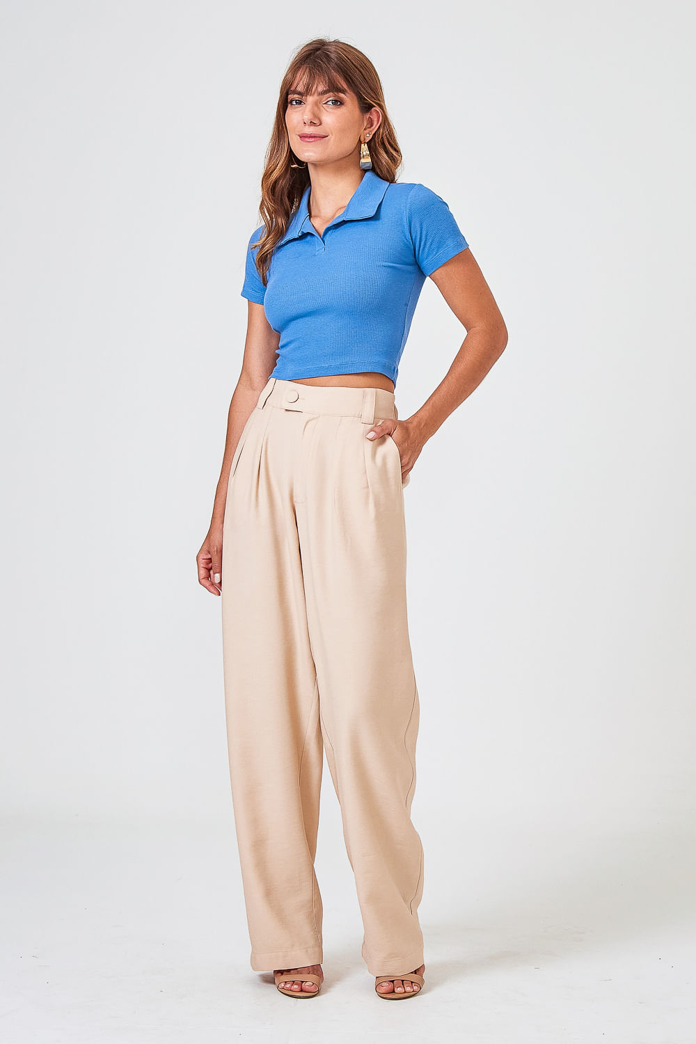 CROPPED-GOLA-POLO-MANGA-CURTA