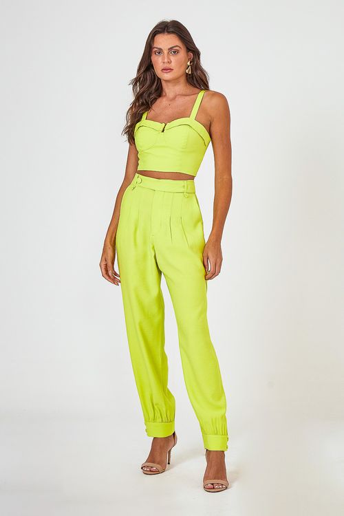 Cropped lacinho no ombro estilo corset - verde lima