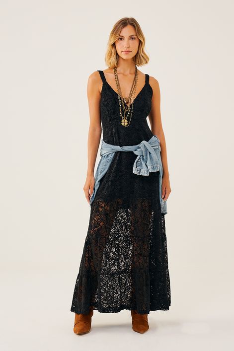 Vestido-Longo-em-Renda-com-Decote-em-V