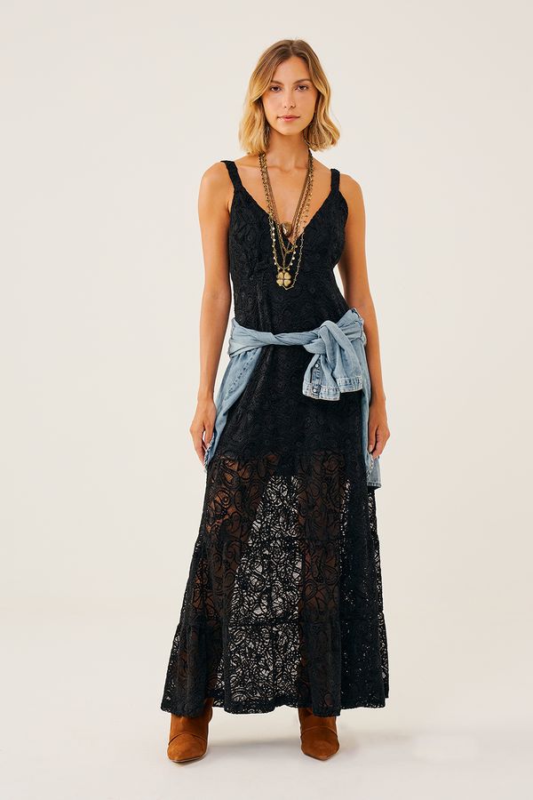 Vestido-Longo-em-Renda-com-Decote-em-V