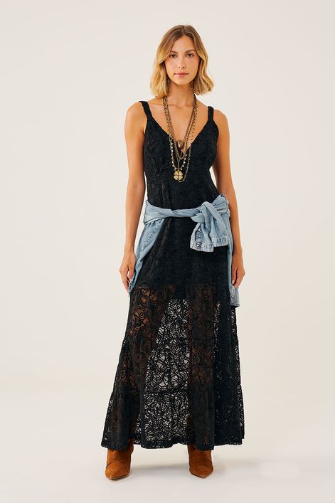 Vestido-Longo-em-Renda-com-Decote-em-V