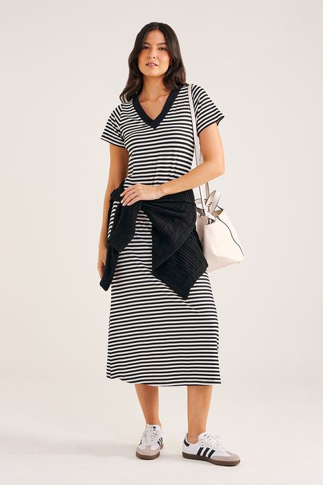 Vestido-Listrado-Decote-Liso