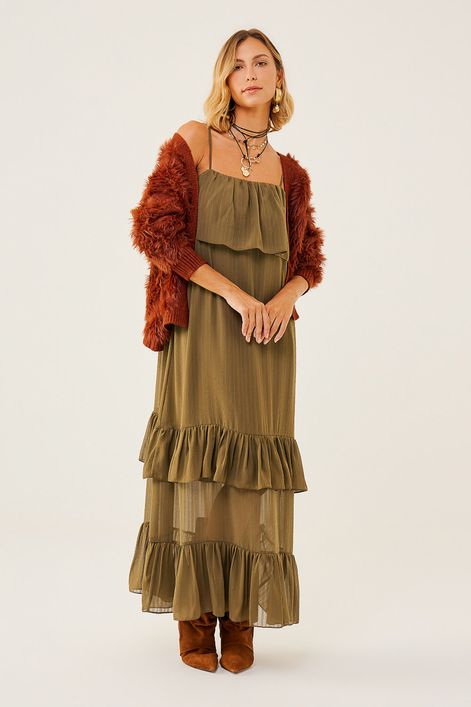 Vestido-Longo-com-Babados-e-Leve-Brilho