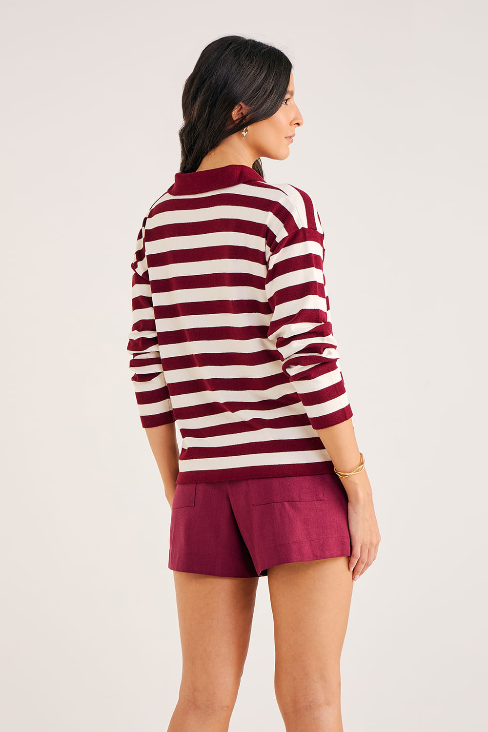 Blusa-em-Tricot-com-Gola-Polo-Listrada