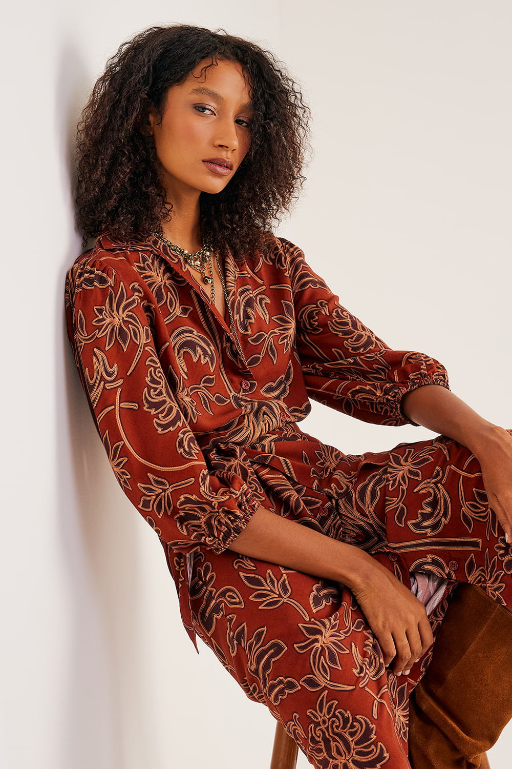 Vestido-Chemise-Midi-com-Lenco