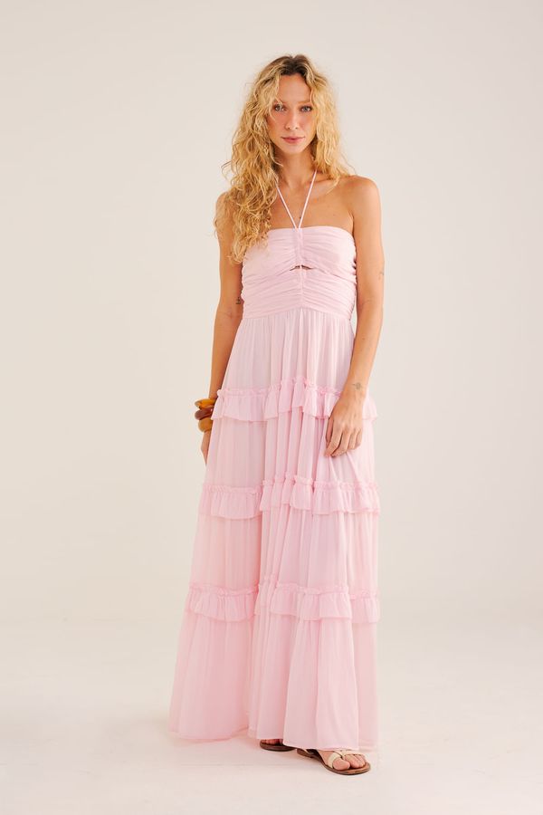 Vestido-com-Saia-de-Babados-e-Busto-Franzido